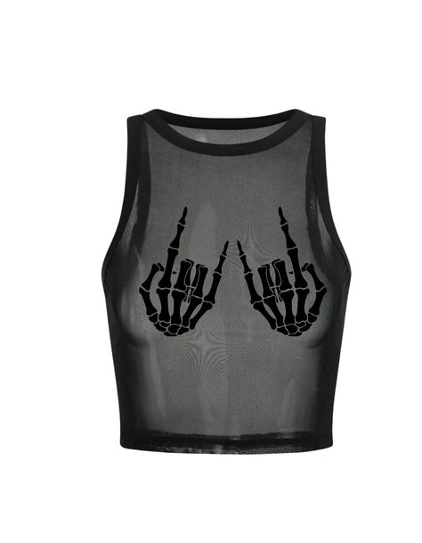 Skeleton Hands Black Mesh Cropped Tank Top Cute Graphic - Etsy Festival Inspo, Holiday Clothes, Black Crop Top Tank, Mesh Tank Top, Cute Graphic Tees, Skeleton Hands, Halloween Fashion, Top Cute, Really Cute Outfits