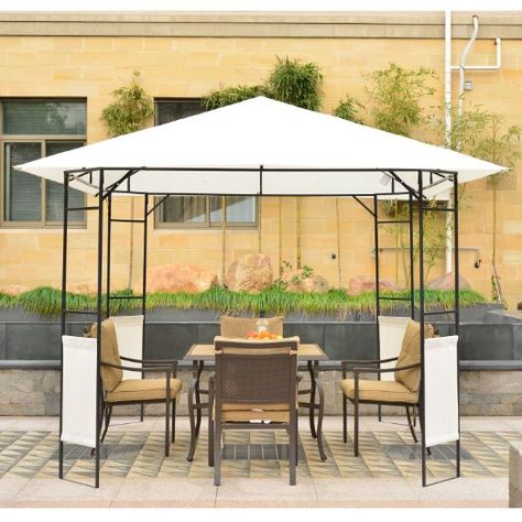 Outsunny 3mx3m Patio Garden Gazebo Marquee Steel Frame with Canopy Awning Tent Water Resistant Cream Large Gazebo, Modern Gazebo, Portable Gazebo, Hot Tub Gazebo, Gazebo Plans, Outdoor Kitchen Plans, Canopy Shelter, Gazebo Canopy, Garden Gazebo