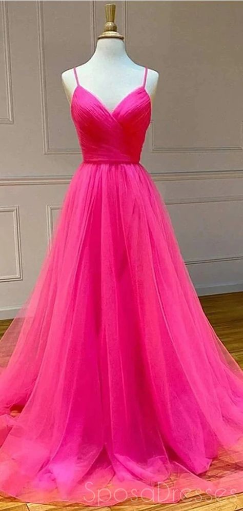 Hot Pink Prom Dresses, Pink Tulle Prom Dress, Tulle Prom Dress Long, Neon Prom Dress, Prom Dresses Long Pink, Prom Dresses Simple, Winter Formal Dresses, Prom Dress Ideas, Prom Inspo