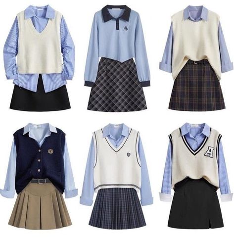 Preppy Chic Outfits, Blouse Ideas, School Uniform Outfits, Art Traditional, Preppy Chic, School Uniforms, Illustration Digital, Satin Blouse, Really Cute Outfits