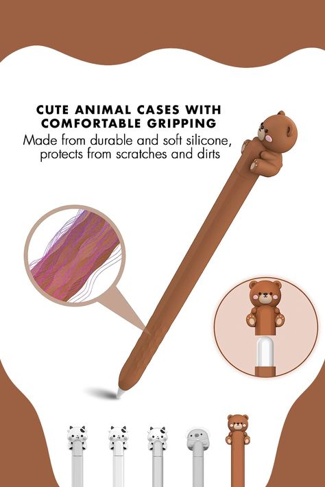 Cute Animal Aesthetic Brown Bear 2nd Gen Apple Sleeve/Case Apple Pencil Case Aesthetic, Apple Pen Case, Cute Animal Aesthetic, Apple Pencil 2nd Generation, Apple Pencil Case, Ipad Pouch, Brown Apple, Diy Apple, Apple Pen