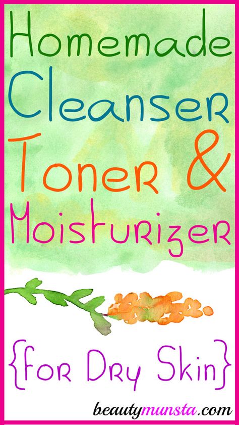 Are you on the quest for minimal and natural products? Then try this homemade cleanser, toner and moisturizer for dry skin! Dry skin is uncomfortable to deal with. I mean it gets flaky, tight and even painful at times. The flakiness is just the worst because who likes dead cells plastered all over their skin?! … Homemade Cleanser, Dry Skin Routine, Homemade Moisturizer, Hydrating Skin, Natural Cleanser, Dry Skin Care, Skin Cleanser Products, Natural Beauty Tips, Moisturizer For Dry Skin