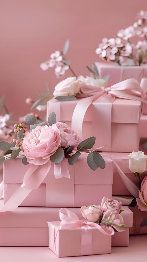 Valentines Day Gift Aesthetic, Pink Heart Aesthetic, Pretty Gift Wrapping Ideas, Feather Chandelier, Fake Flower Arrangements, Wave Wallpaper, Glinda The Good, Floral Cottage, Pink Gift Box