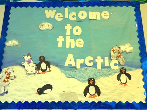 Welcome to the Arctic Bulletin Board Cute penguins and polar bears make this bulletin board an adorable way to jump into the icy topic of the Arctic. #littlehandsbigplans Artic Bulletin Board Ideas, Antarctica Bulletin Board, Arctic Animals Bulletin Board, Arctic Bulletin Board Ideas, Arctic Crafts, Arctic Activities, Polar Bears Preschool, Arctic Vbs, Ashdown Forest