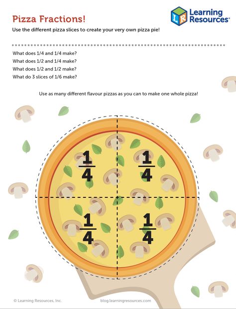 Pizza Fractions Printable! - Learning Resources Blog Pizza Tumblr, Fraction Worksheet, Pizza Fractions, Division Math Games, Pizza Photography, 4th Grade Fractions, Aesthetic Pizza, Pizza Aesthetic, Dough Pizza