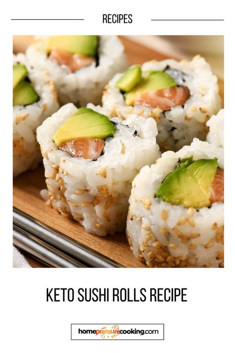 Discover a keto-friendly twist on sushi with our Keto Sushi Rolls Recipe! Indulge in the flavors of your favorite sushi rolls without the carbs. Whether you're following a keto diet or simply looking for a healthier alternative, this recipe is a must-try. Drop by homepressurecooking.com for step-by-step instructions and cooking tips to make this authentic Japanese food at home. Let's make your sushi nights both delicious and guilt-free with these keto-friendly rolls! Bariatric Sushi, Keto Sushi Rolls, Shrimp Sushi Rolls, Sushi Rolls Recipe, Keto Sushi, Low Carb Sushi, Shrimp Sushi, Sushi Roll Recipes, Bariatric Diet