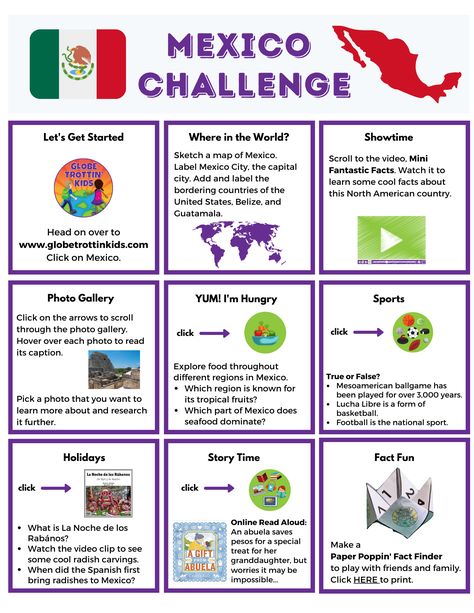 Spanish Cultural Activities, Mexico Multicultural Day, Mexico Project Ideas, World Thinking Day Mexico, Exploring Countries And Cultures Mfw, Mexico School Project, Mexican Games For Kids, Mexico Activities For Kids, Mexico Geography