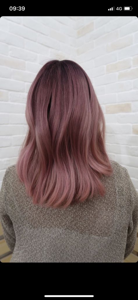 Dusty Pink Peekaboo Hair, Dusty Violet Rose Hair, Pink Skin Hair Color, Medium Hair Dye Ideas, Ash Pink Violet Hair, Muted Summer Hair Color, Mauve Hair Color Rose Dusty Pink, Brown Mauve Hair, Dusky Pink Hair