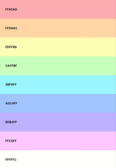 Pastel Rainbow Color Pallete, Rainbow Pallete Colour, Pastel Rainbow Pallet, Pastel Rainbow Colour Palette, Rainbow Pastel Color Palette, Rainbow Colors Palette, Pastel Colors Pallete, Neon Pastel Color Palette, Pastel Colour Aesthetic