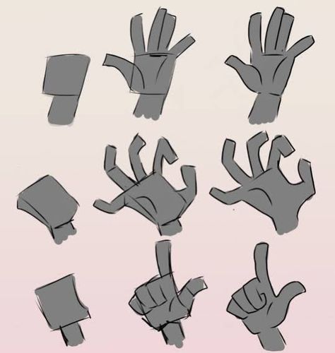 Boxy Hands Drawing Reference, Hands Drawing Styles, Cute Hand Reference, Hands In Different Art Styles, Animated Character Reference, Different Art Styles Tutorial, Doodling On Hand, Cartoon Art Hands, Art Tips Hands