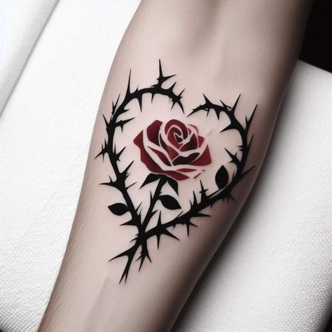 Heart Rose Tattoo Design, Rose And Thorns Tattoo, Thorn Heart Tattoo, Thorn Tattoo, Rose Thorns, Normal Life, Rose Tattoos, Tattoo Inspo, Heart Tattoo