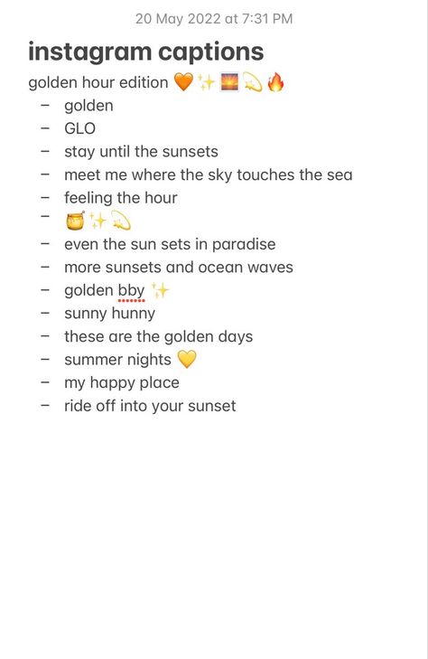 golden hour/sunset captions instagram 🧡 Sunset And Him Caption, Sunsets Caption For Instagram, Sunrise And Sunset Captions, Instagram Caption For Sunset Pic, Sunset Photography Captions, Caption For Instagram Sunset Post, Sunset Pic Quotes, Golden Hour Aesthetic Captions, Captions For Golden Hour Pics