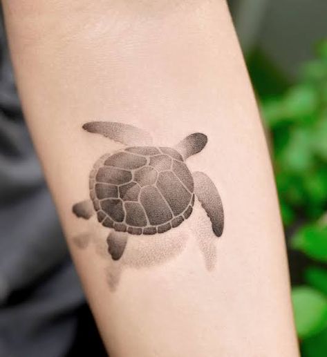 Turtle Shadow Tattoo, Sea Turtle Tattoo Design, Small Turtle Tattoo, Small Nature Tattoo, Modern Art Tattoos, Shadow Tattoo, Sea Turtle Tattoo, Turtle Tattoo Designs, Native Tattoos