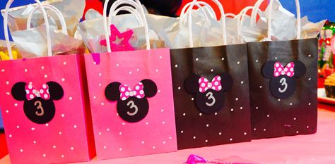 DIY MINNIE MOUSE GOODIE BAGS BY ERIKKA FRANKS Minnie Mouse Party Favors Diy, Mini Mouse Party Favors Goody Bags, Minnie Mouse Gift Bags, Mickey And Minnie Goodie Bags, Minnie Mouse Chip Bags, Pink Minnie Mouse Bag For Gift, Return Gifts For Kids, Minnie Mouse Party Favor, Minnie Mouse Gifts