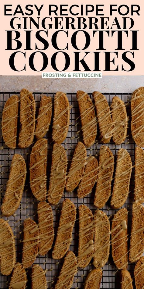 Saturday Meals, Gingerbread Biscotti Recipe, Biscotti Cookies Recipes, Biscotti Flavors, Best Biscotti Recipe, Christmas Biscotti, Gingerbread Biscotti, Brown Sugar Icing, Biscotti Recipes