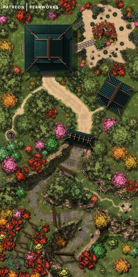 Asian Maps, Maps Rpg, Minecraft Castle Designs, Underground Dungeon, Japanese Gate, Pathfinder Maps, Cartographers Guild, Village Map, Fantasy Town