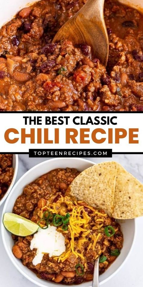 Pioneer Woman Chili Recipe, Basic Chili Recipe, The Best Classic Chili, Chili Recipe Pioneer Woman, Pioneer Woman Chili, Basic Chili, Classic Chili Recipe, Homemade Chili Recipe, Classic Chili