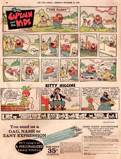 Newspaper Comics, Sunday Comics, Comic Page, The 1950s, Newspaper, Sake, Diner, Comic Art, 1960s