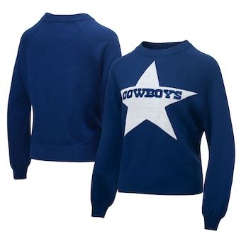 Women's Pro Standard White Dallas Cowboys Prep V-Neck Pullover Sweater Dallas Cowboys Sweatshirt, Vintage Varsity, Lauren James, Raglan Pullover, School Logo, Navy Women, Dallas Cowboys, Light Weight Sweater, Raglan Sleeve