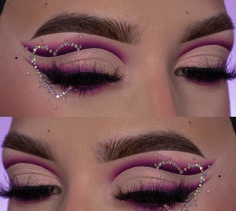 Pink Carnival Makeup Looks, White Eye Makeup, Birthday 15, Birthday Makeup Looks, Eye Makeup Images, Makeup Favorites, Rhinestone Makeup, Quince Decorations, Day Makeup Looks