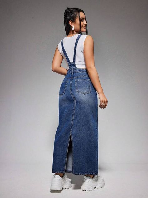 Denim Suspenders, Formal Dresses With Sleeves, Womens Denim Dress, Denim Dresses, Denim Wear, Suspender Skirt, Mesh Skirt, Instagram Model, Model Beauty