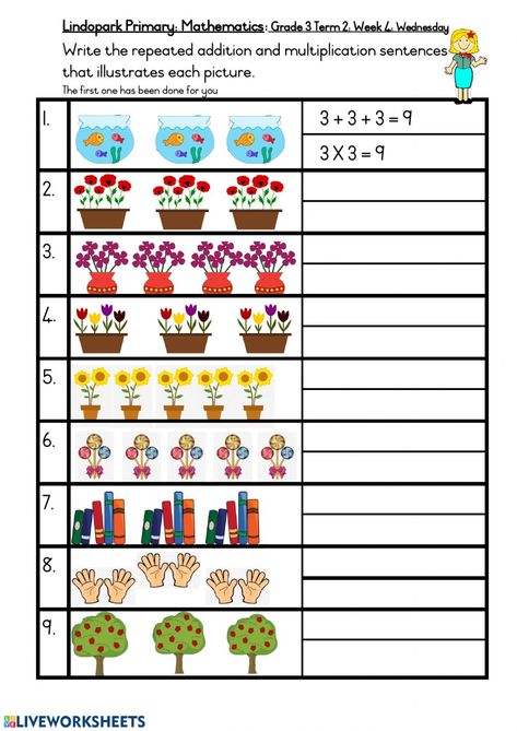 Multiplication Activities, Repeated Addition, 3rd Grade Math Worksheets, Teaching Multiplication, Mathematics Worksheets, 1st Grade Math Worksheets, Math Multiplication, 2nd Grade Worksheets, Kids Math Worksheets