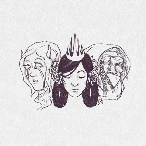 maiden, mother, and crone; available on my redbubble . . . #pagan #witch #witchyvibes #witchyart #witchcraft #triplegoddess #goddess #trinity #drawing #illustration #witchyaesthetic Maiden Mother And Crone, Maiden Mother Crone, Hear No Evil, Speak No Evil, See No Evil, Pagan Witch, No Evil, Triple Goddess, Witchy Vibes