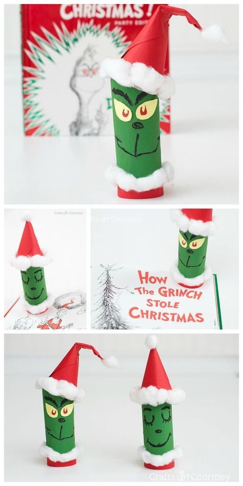 Crafts For Christmas, Grinch Crafts, Christmas Toilet Paper, The Grinch Stole Christmas, Toilet Paper Crafts, Toilet Paper Rolls, Holiday Crafts For Kids, Toilet Paper Roll Crafts, Paper Roll Crafts