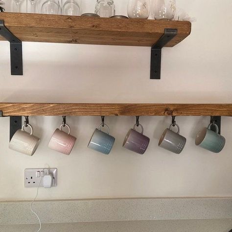 Coat Hanger Shelf, Cast Iron Hanging, Hanging Mugs, Mug Storage, Black Hangers, Kitchen Cups, Mug Display, Coffee Cup Holder, Cup Hooks