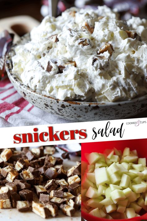 Snicker Apple Salad With Cream Cheese, Pudding Fruit Salad, Salads With Fruit, Snickers Dessert, Cream Cheese Mousse, Snicker Apple Salad, Cheese Salad Recipes, Mousse Tart, Jello With Fruit