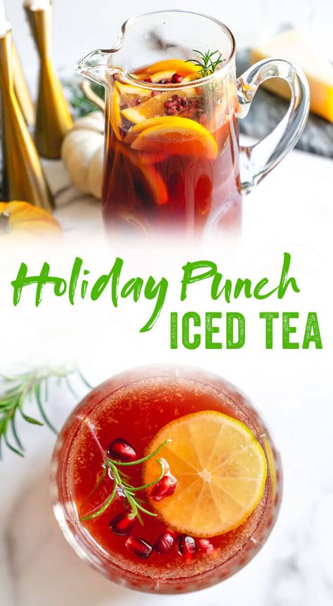 Non Alcoholic Holiday Punch, Alcoholic Christmas Punch, Tea Punch Recipe, Non Alcoholic Christmas Punch, Pomegranate Recipe, Tea Punch, Thanksgiving Punch, Holiday Punch Recipe, Pomegranate Tea