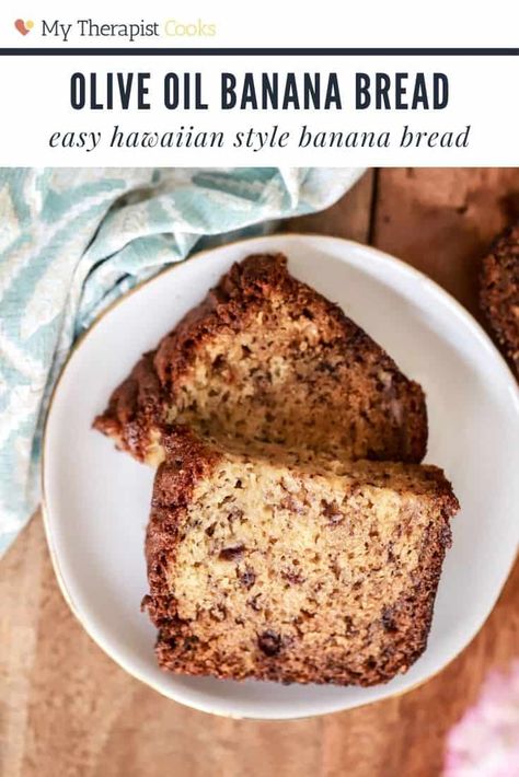 Banana Muffins With Olive Oil, Banana Bread Olive Oil, Banana Bread With Olive Oil, Olive Oil Banana Bread, Hawaiian Banana Bread Recipe, No Sugar Banana Bread, Homemade Banana Bread Easy, Bread With Olive Oil, Banana Bread With Oil