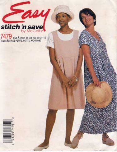 Women's Pullover Empire Dress Sewing Pattern Misses' Size 4-6-8-10-12-14 McCall's 7479 New Look Dress Patterns, Jumper Dress Pattern, Mccalls Patterns Dress, Mccalls Patterns Vintage, Jumper Patterns, Mccalls Sewing Patterns, Empire Dress, Fashion Sewing Pattern, Dress Sewing Pattern