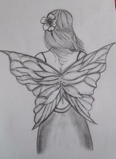 Back Of Fairy Drawing, Fairy World Drawing, Fantasy Drawings Easy, Elf Drawings, Chest Tattoo Ideas, Queen Drawing, April Art, Fairy Drawings, Boho Art Drawings