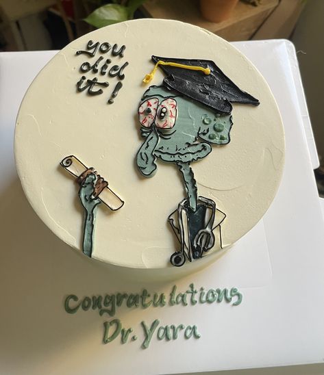 Squidward Graduation, Doctor Graduation Cake, College Graduation Cakes, Doctor Birthday, Graduation 2025, Happy Birthday Decor, Doctor Graduation, Graduation Cake, Graduation Cakes