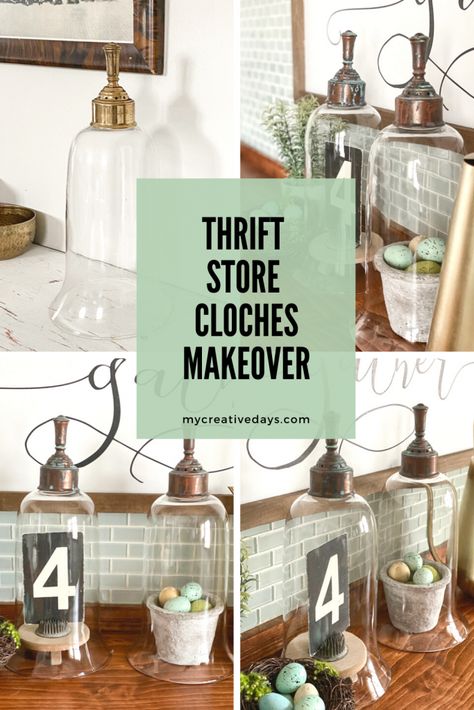 Cloches are so versatile in decor. This thrift store cloches makeover was easy to do and gave the cloches the aged look I was wanting. Diy Cloche Ideas, Goodwill Crafts, Diy Cloche, Glass Cloche Decor, Cloche Ideas, Cloche Decor, Decorating Rooms, Refinishing Furniture Diy, Thrift Store Furniture