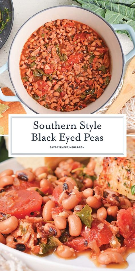 These restaurant quality Southern black-eyed peas with collard greens and stewed tomatoes are creamy and delicious! Black Peas Recipe, Southern Black Eyed Peas Recipe, Southern Black Eyed Peas, Black Eyed Peas Recipe, Peas Recipe, Fast Dinner, Pasta Side Dishes, Fast Dinner Recipes, Budget Recipes