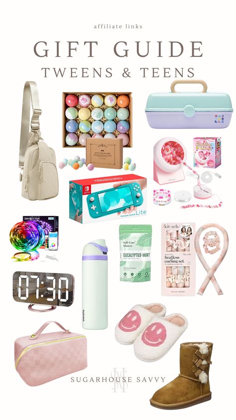 Holiday gift ideas for girls ages 8-12 Girl Necessities, Gift Ideas For Teens, Boss Christmas Gifts, Girls Gift Guide, Teen Christmas Gifts, Birthday Basket, Cool Gifts For Teens, Cute Gifts For Friends, Birthday Gift Baskets