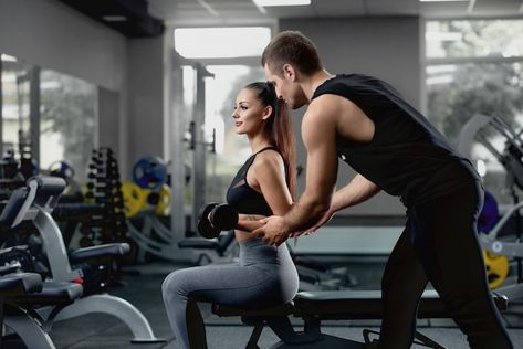 Gym Instructor, Weight Gain Workout, Gym Trainer, Gym Photos, Fit Couple, Resistance Band Workout, Fit Couples, Fitness Club, Dumbbell Workout