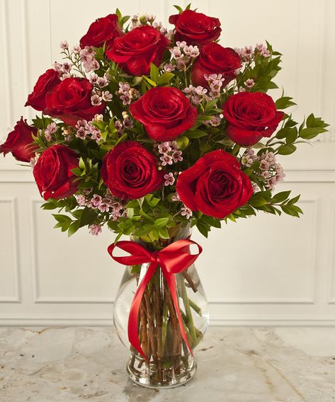 12 Red Roses Bouquet, Red Roses Flower Arrangement, Red Rose Arrangements, Roses Vase, Valentine Flower Arrangements, Contemporary Flower Arrangements, Flower Shop Design, Rose Flower Arrangements, Church Flower Arrangements