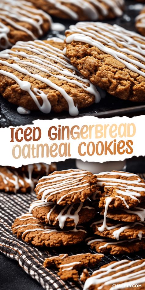 Iced Gingerbread Oatmeal Cookies [1.5 Hours] - Chasety Gourmet Gingerbread Cookies, Iced Oatmeal Gingerbread Cookies, Iced Gingerbread Oatmeal Cookies, Gingerbread Snowflake Cookies, Oatmeal Gingerbread Cookies, Iced Gingerbread Cookies, Winter Baked Goods, January Cookies, Oatmeal Christmas Cookies