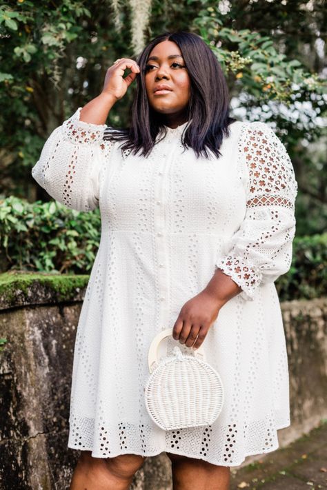 River Island Plus White Borderie Lace Dress | Musings of a Curvy Lady White Dress Lace, Plus Size White, Lace Dress Styles, Technical Difficulties, Spring Floral Dress, Wide Leg Linen Pants, Eyelet Dress, Lace White Dress, Get Dressed