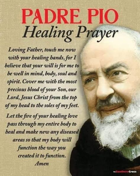 Padre Pio Prayer, Catholic Saints Prayers, Catholic Prayers Daily, St Padre Pio, Catholic Beliefs, Healing Prayer, Deliverance Prayers, Novena Prayers, Spiritual Prayers