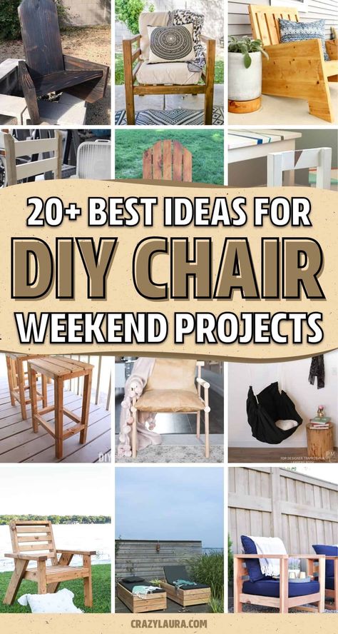 If you're looking for your next diy weekend project and want to save some money, check out these step by step DIY chair tutorials and plans for ideas to take inspiration from! Diy Directors Chair, Diy Accent Chair, Dining Room Chairs Diy, Diy Kids Chair, Accent Chair Diy, Desk Chair Diy, Diy Chairs, Backyard Chairs, Farmhouse Accent Chair