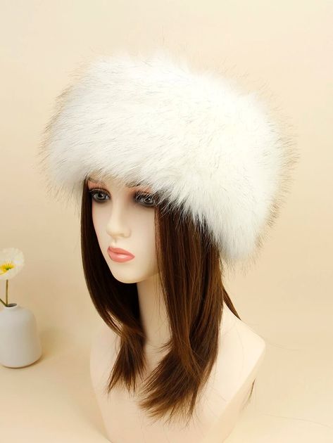 Solid Fuzzy Winter Fluffy Visor Hat | SHEIN USA Aesthetic Head Accessories, Tlou Wardrobe, Trendy Headbands, Duo Costumes, Crochet Shop, Fur Accessories, Fantasy Dresses, Winter Headbands, Visor Hat