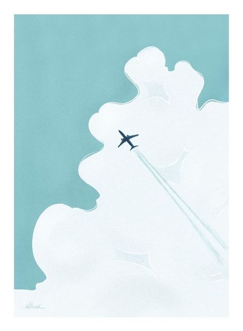 Airplane Illustration Art, Sky Illustration Cloud, Imagination Illustration, Clouds Illustration, Airplane Illustration, Airplane Painting, Sky Illustration, Minimal Illustration, Airplane Drawing