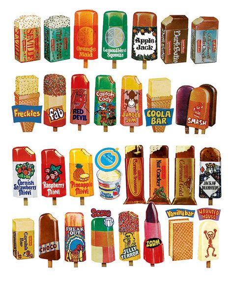 ices Ice Lolly, Wallpaper Tumblr, Illustration Food, Food Drawing, Vintage Recipes, Food Illustrations, Seville, Vintage Ads, Popsicles