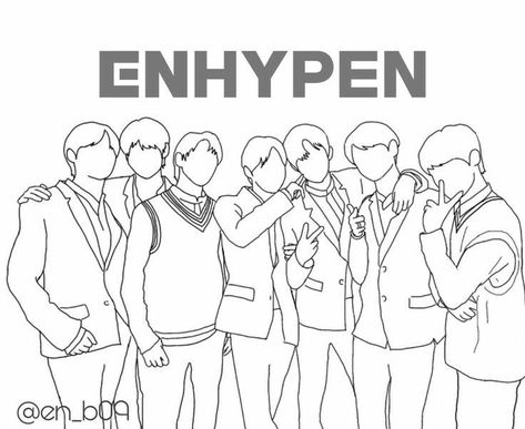 Neyderiz Ferrer Enhypen Line Art Drawing, Enhypen Line Art, Kpop Coloring Pages, List Of Drawing Ideas, Kpop Enhypen, Drawing Ideas Easy, Calligraphy Cards, Line Art Drawing, Random Image