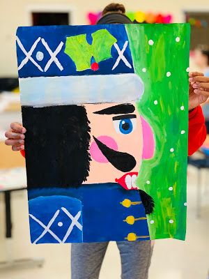 6th Nutcracker painting Nutcracker Painting, Nutcracker Art, Winter Art Lesson, Art Fundraiser, Christmas Art Projects, Winter Art Projects, 6th Grade Art, 4th Grade Art, Origin Story