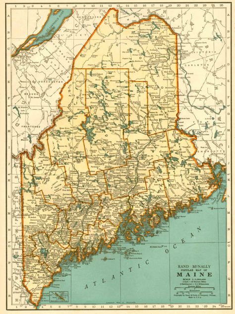 Maine Maryland Delaware Maps 1940's Large by SkippiDiddlePaper, $10.00 Old Maps Vintage, Map Of Maine, Map Gallery Wall, Delaware Map, Indiana Map, Maine Map, Maine State, North America Map, Horse Art Print